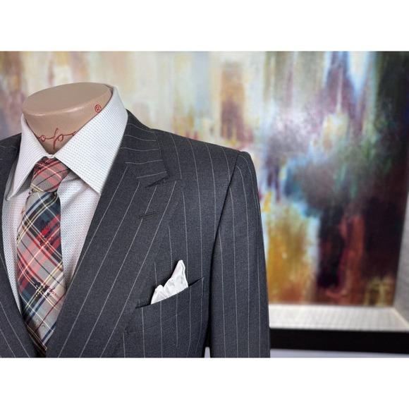 40R Mens Gieves & Hawkes Gray Pinstripe Suit - Pants 36/29 - Picture 4 of 16